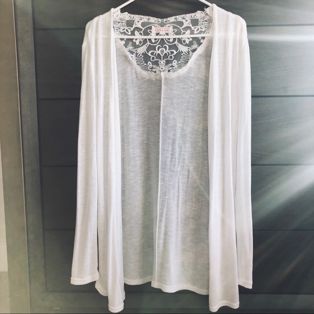 white cardigan